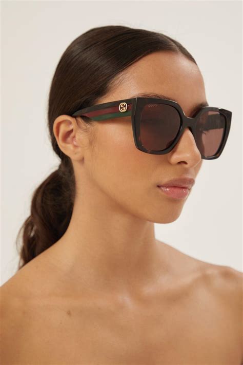 gucci women's havana sunglasses|gucci oversized square sunglasses.